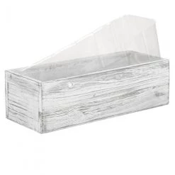 Vase Market Wood Rectangle White Planter Box W/ Plastic Liner H-4" Open-13" X 5" (Multiple Packing) -vasemark Shop white wash wooden planter box wpcb051304 wt 02 1000