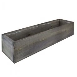 Vase Market Wood Rectangle Planter Box W/ Plastic Liner H-4" Open-17" X 5" (Multiple Packing)
