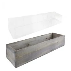 Vase Market Wood Rectangle Planter Box W/ Plastic Liner H-4" Open-17" X 5" (Multiple Packing) -vasemark Shop wood planter box wpcb051704 03 1000