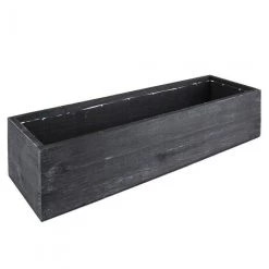 Vase Market Wood Rectangle Black Planter Box W/ Plastic Liner H-4" Open-17" X 5" (Multiple Packing)
