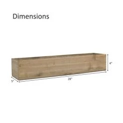 Vase Market Wood Rectangle Unfinished Planter Box W/ Plastic Liner H-4" Open-28" X 5" (Multiple Packing) 5 Vase Market Wood Rectangle Unfinished Planter Box W/ Plastic Liner H-4" Open-28" X 5" (Multiple Packing) -vasemark Shop wood planter box wpcb052804 dim