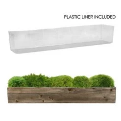 Vase Market Wood Rectangle Unfinished Planter Box W/ Plastic Liner H-4" Open-34" X 5" (Multiple Packing)