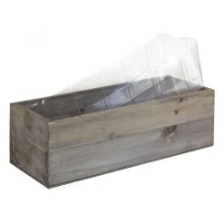 Vase Market Wood Rectangle Planter Box W/ Plastic Liner H-4" Open-13" X 5" (Multiple Packing) -vasemark Shop wood rustic planter box wpcb051304 02 2000