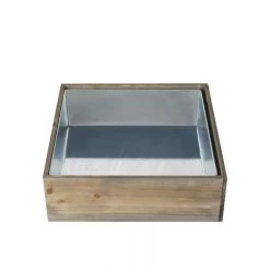 Vase Market Wood Square Planter Box W/ Zinc Liner Natural H-4" Open-12"x12" (Multiple Packing) -vasemark Shop wood square planter box zwcb121204 3