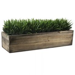 Vase Market Wood Rectangle Long Planter Box W/ Zinc Liner Natural H-6" Open-24"x6" -vasemark Shop wood rectangle planter box zwcb062406 grass