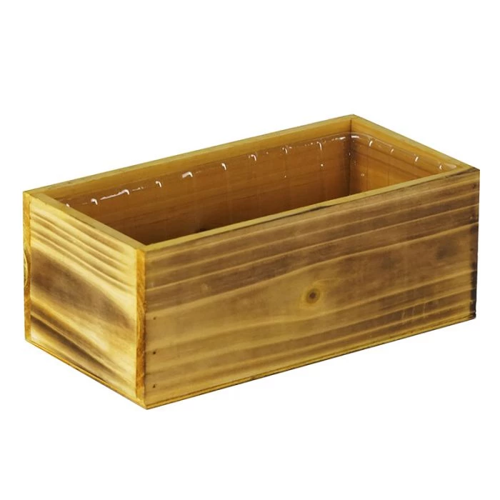 Vase Market Wood Rectangle Light Brown Planter Box W/ Plastic Liner H-4" Open-10"x5" (Multiple Packing) 3 Vase Market Wood Rectangle Light Brown Planter Box W/ Plastic Liner H-4" Open-10"x5" (Multiple Packing) - Image 3