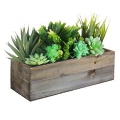 Vase Market Wood Rectangle Planter Box W/ Plastic Liner H-4" Open-13" X 5" (Multiple Packing) -vasemark Shop wpcb051304 plant
