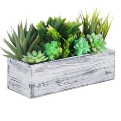 Vase Market Wood Rectangle White Planter Box W/ Plastic Liner H-4" Open-13" X 5" (Multiple Packing) -vasemark Shop wpcb051304wt plant