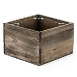 Vase Market Wood Planter Square Box H-4" Open-6" X 6" (Multiple Packing) -vasemark Shop wpcb060604
