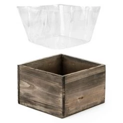 Vase Market Wood Planter Square Box H-4" Open-6" X 6" (Multiple Packing) -vasemark Shop wpcb060604 liner