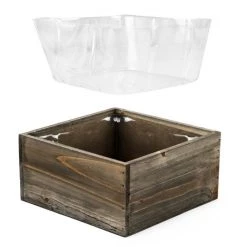 Vase Market Wood Planter Square Box H-4" Open-8" X 8" (Multiple Packing) -vasemark Shop wpcb080804 liner