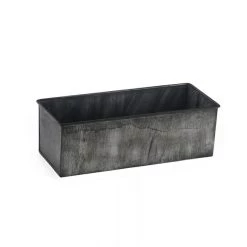 Vase Market Zinc Rectangle Galvanized Planter Iron Grey Finish. H-4" Open-12"x5" (Multiple Packing)
