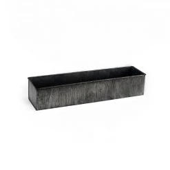 Vase Market Zinc Rectangle Planter Iron Grey Finish H-4" Open-5" X 20" (Multiple Packing)