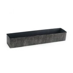 Vase Market Zinc Rectangle Planter Iron Grey Finish H-4" Open-5" X 24" (Multiple Packing)