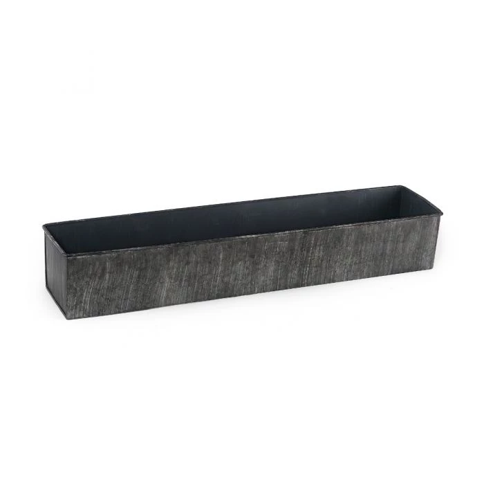 Vase Market Zinc Rectangle Planter Iron Grey Finish H-4" Open-5" X 24" (Multiple Packing) 1 Vase Market Zinc Rectangle Planter Iron Grey Finish H-4" Open-5" X 24" (Multiple Packing)