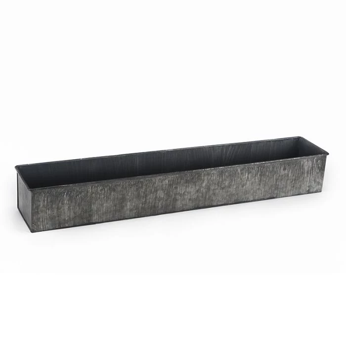 Vase Market Zinc Rectangle Planter Iron Grey Finish H-4" Open-5" X 28" (Multiple Packing) 4 Vase Market Zinc Rectangle Planter Iron Grey Finish H-4" Open-5" X 28" (Multiple Packing) - Image 4