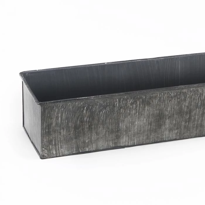 Vase Market Zinc Rectangle Planter Iron Grey Finish H-4" Open-5" X 28" (Multiple Packing) 7 Vase Market Zinc Rectangle Planter Iron Grey Finish H-4" Open-5" X 28" (Multiple Packing) - Image 7