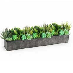 Vase Market Zinc Rectangle Planter Iron Grey Finish H-4" Open-5" X 28" (Multiple Packing) 9 Vase Market Zinc Rectangle Planter Iron Grey Finish H-4" Open-5" X 28" (Multiple Packing) -vasemark Shop zicb052804 plant