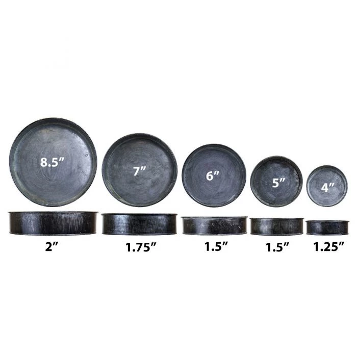 Vase Market Set Of 5 Zinc Cylinder Dish Iron Grey Finish D-4",5",6",7",8" (Multiple Packing) 2 Vase Market Set Of 5 Zinc Cylinder Dish Iron Grey Finish D-4",5",6",7",8" (Multiple Packing) - Image 2