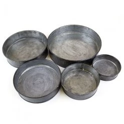 Vase Market Set Of 5 Zinc Cylinder Dish Iron Grey Finish D-4",5",6",7",8" (Multiple Packing)