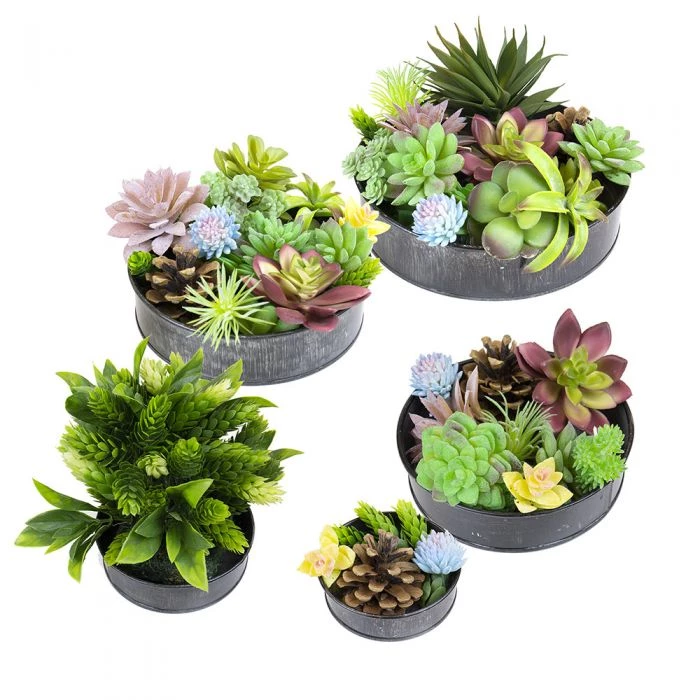 Vase Market Set Of 5 Zinc Cylinder Dish Iron Grey Finish D-4",5",6",7",8" (Multiple Packing) 3 Vase Market Set Of 5 Zinc Cylinder Dish Iron Grey Finish D-4",5",6",7",8" (Multiple Packing) - Image 3