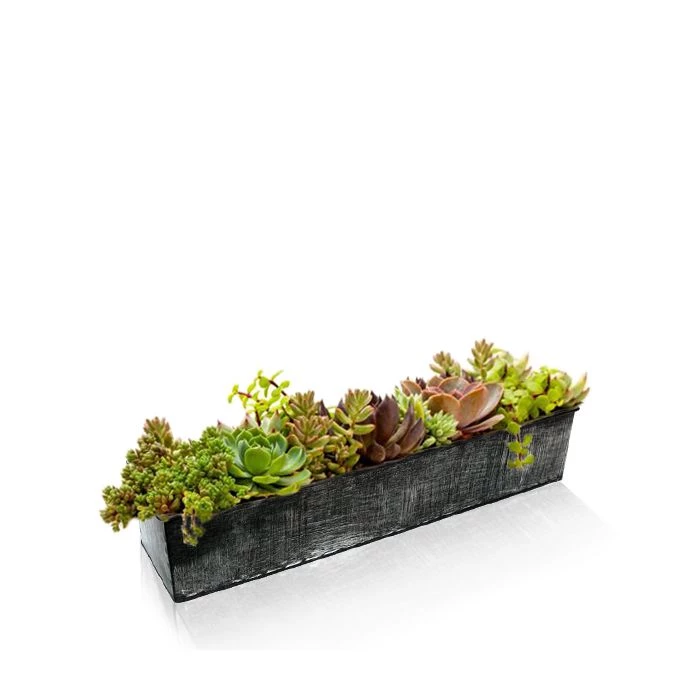 Vase Market Zinc Rectangle Planter Iron Grey Finish H-4" Open-5" X 20" (Multiple Packing) 6 Vase Market Zinc Rectangle Planter Iron Grey Finish H-4" Open-5" X 20" (Multiple Packing) - Image 6