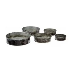 Vase Market Set Of 5 Zinc Cylinder Dish Iron Grey Finish D-4",5",6",7",8" (Multiple Packing) 14 Vase Market Set Of 5 Zinc Cylinder Dish Iron Grey Finish D-4",5",6",7",8" (Multiple Packing) -vasemark Shop zinc shallow tray zicy080802s5