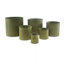 Vase Market Corrugated Zinc Metal H-3" To 8" Galvanized Cylinder Planter Pot (Multiple Packing)