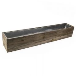 Vase Market Wood Rectangle Long Planter Box W/ Zinc Liner Natural H-4" Open-22"x4" -vasemark Shop zwcb042204