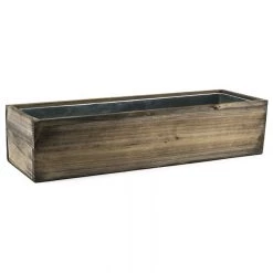 Vase Market Wood Rectangle Long Planter Box W/ Zinc Liner Natural H-6" Open-24"x6" -vasemark Shop zwcb062406