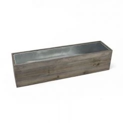 Vase Market Wood Rectangle Planter Box W/ Zinc Liner Natural H-6" W-24", H-4" W-22", Set Of 2 -vasemark Shop zwcb062406s2 details 04 3