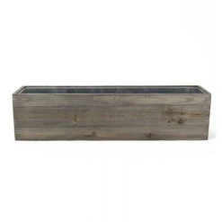 Vase Market Wood Rectangle Planter Box W/ Zinc Liner Natural H-6" W-24", H-4" W-22", Set Of 2 -vasemark Shop zwcb062406s2 details 05 3