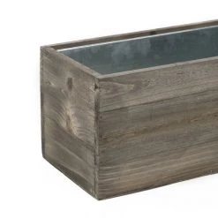 Vase Market Wood Rectangle Long Planter Box W/ Zinc Liner Natural H-6" Open-24"x6" -vasemark Shop zwcb062406s2 details 07 6