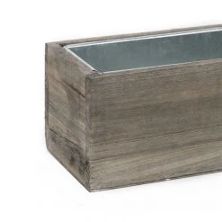 Vase Market Wood Rectangle Long Planter Box W/ Zinc Liner Natural H-4" Open-22"x4" -vasemark Shop zwcb062406s2 details 12