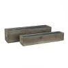 Vase Market Wood Rectangle Planter Box W/ Zinc Liner Natural H-6" W-24", H-4" W-22", Set Of 2