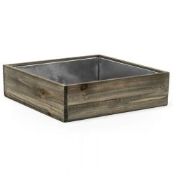 Vase Market Wood Square Planter Box W/ Zinc Liner Natural H-4" Open-12"x12" (Multiple Packing) -vasemark Shop zwcb121204