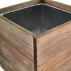 Vase Market Wood Cube Large Planter Box W/ Zinc Liner Natural H-12" Open-12"x12" -vasemark Shop zwcb121212 details 04 1