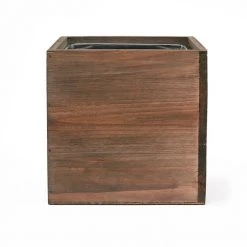 Vase Market Wood Cube Large Planter Box W/ Zinc Liner Natural H-12" Open-12"x12" -vasemark Shop zwcb121212 main 01 1